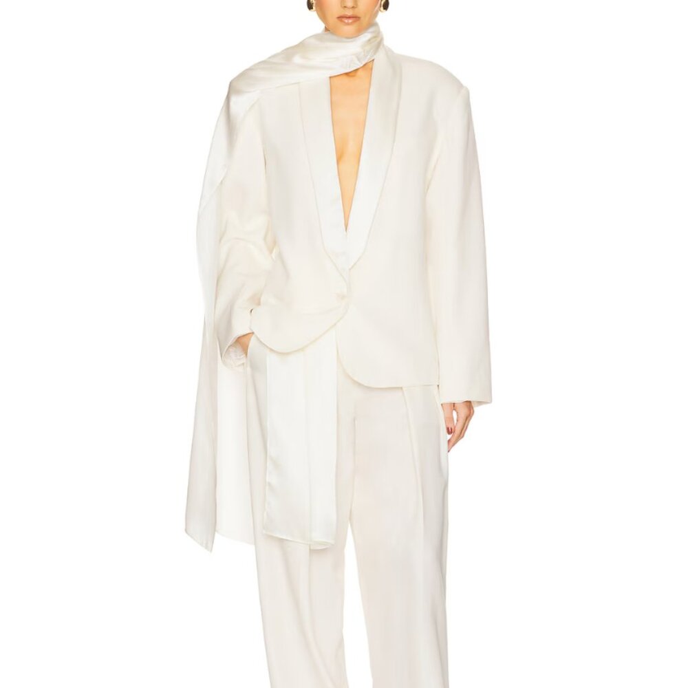 BEST Helsa The Tux Blazer in Wool Cream Ivory Classic XSmall - Picture 12 of 15